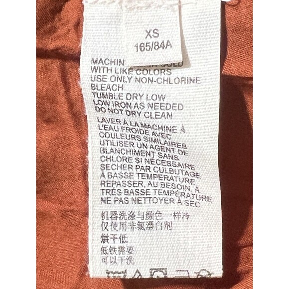 Free People Kika Dress Woman's XS Rust Tan Floral Black Hem Trim Tiered Cotton - Picture 6 of 8